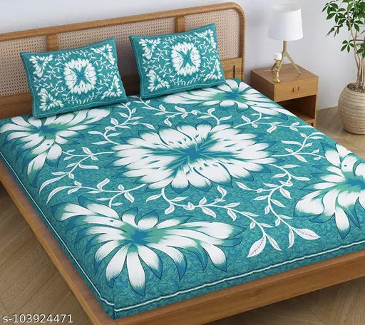 Double Pure Cotton Bedsheet With 2 Pillow Covers