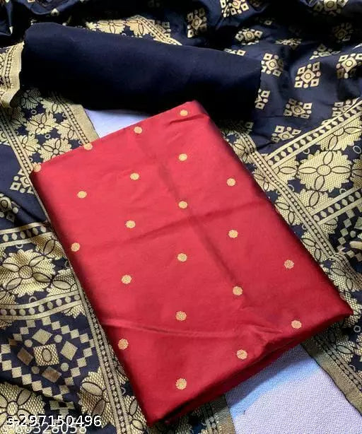 SUIT+NB CHOKTHA-NB PLAIN-MAROON BUTTI TOP