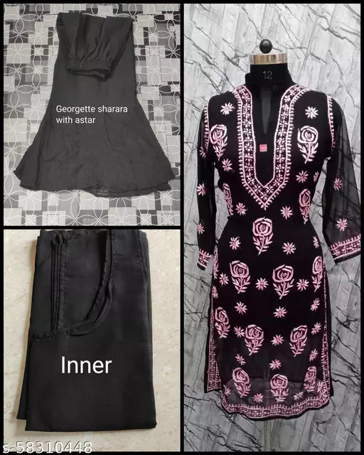 Rose B/S with georgatte sharara and inner Kurta Sets