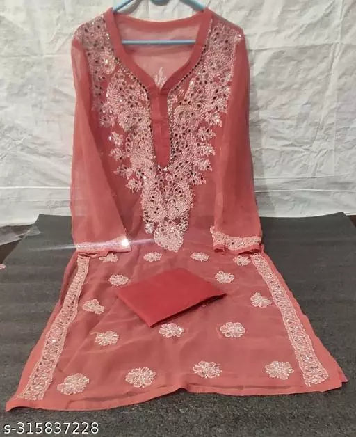 MIRROR WORK CHIKANKARI KURTI WITH INNER