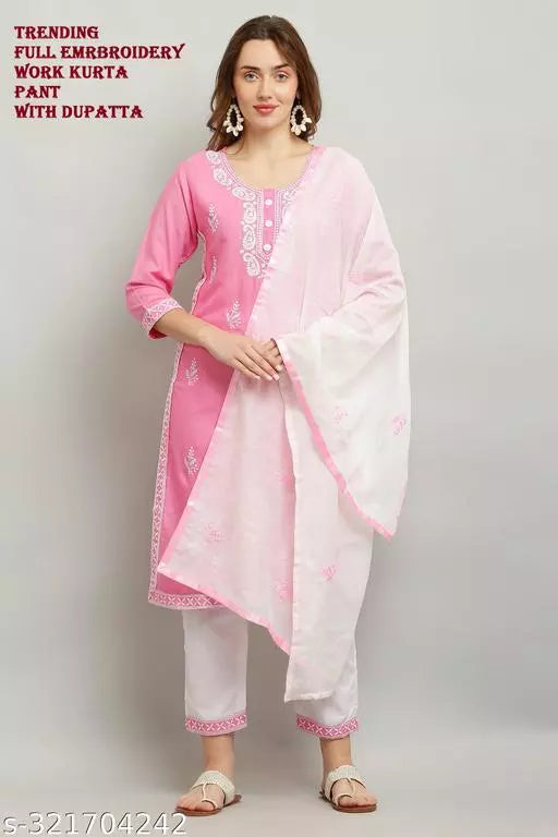 BEST EMBROIDERY WORK KURTA AND PANT SET
