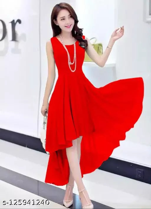Vivient Women Red High Low Dress