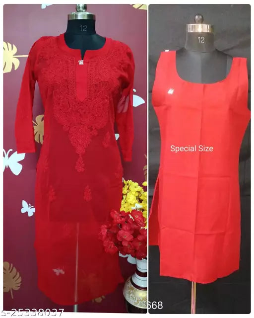 Handwork Embroidered Chikankari Chiffon Galabooti Long kurti with Camisole innr