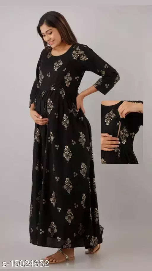 Mialo black maternity kurta with feeding zip.