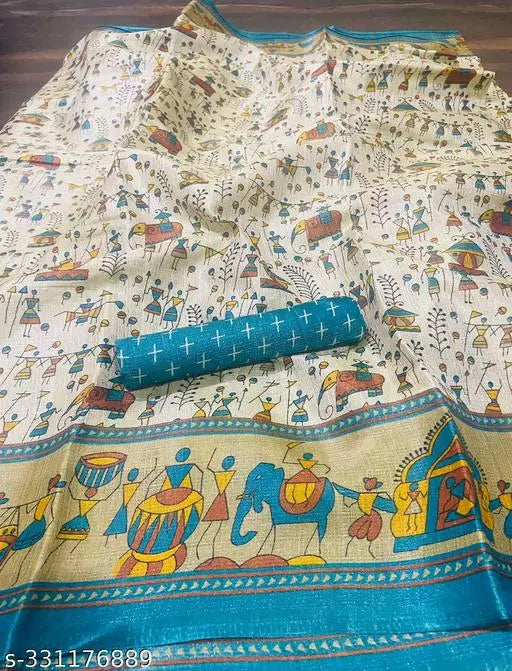 WARLI PRINT KHAADI SILK BLENDED SAREE