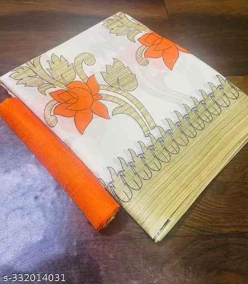 LIGHT WEIGHT FLORAL PRINTED KHADI SILK BLENDED SAREE