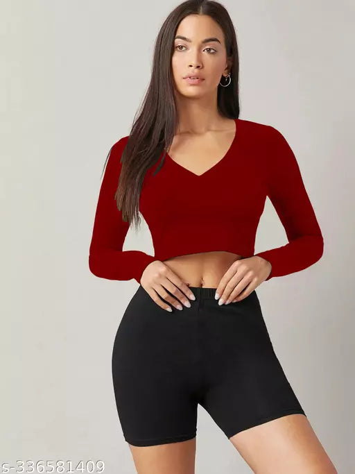 Western Printed V_ Neck Crop Top