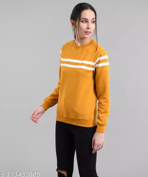 Vivient Women White Striped Mustard pullover