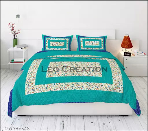 Jaipuri Pure Cotton Double Queen Bedsheet With 2 Pillow Covers