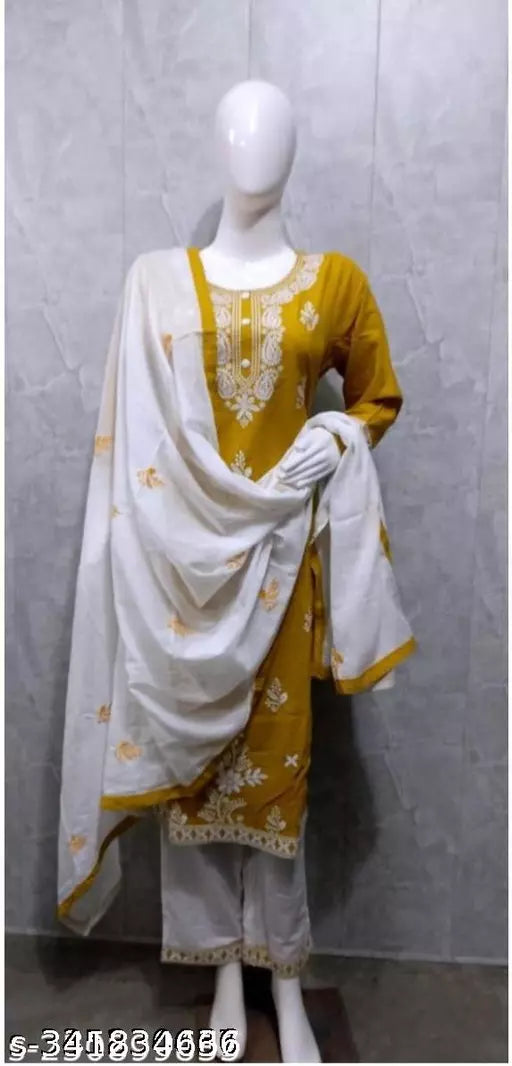 NEW EMBROIDERY KURTA PLAZZO WITH DUPATTA
