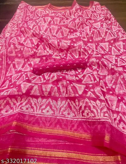 TRIO PRINTED COTTON BLENDED SAREE