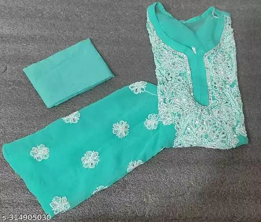 MIRROR WORK CHIKANKARI KURTI WITH INNER