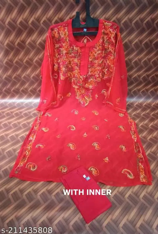 pooja chiffon yog nc.kurti with inner