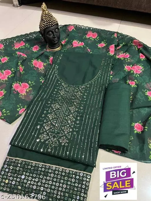 Georgette Unstiched Party Wear Salwar Suit and Dress Material GREEN Colours