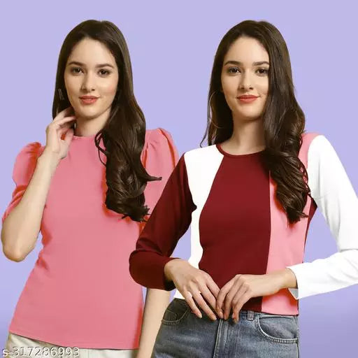 Clasic Casual Fashion Forward Women's Top - Pack of 2