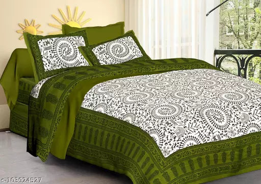 Double Pure Cotton Bedsheet With 2 Pillow Covers