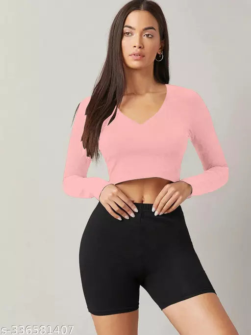 Western Printed V_ Neck Crop Top