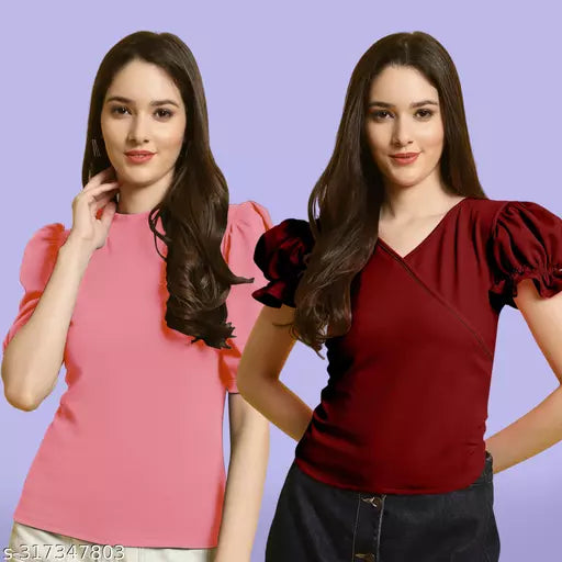 Clasic Casual Fashion Forward Women's Top - Pack of 2