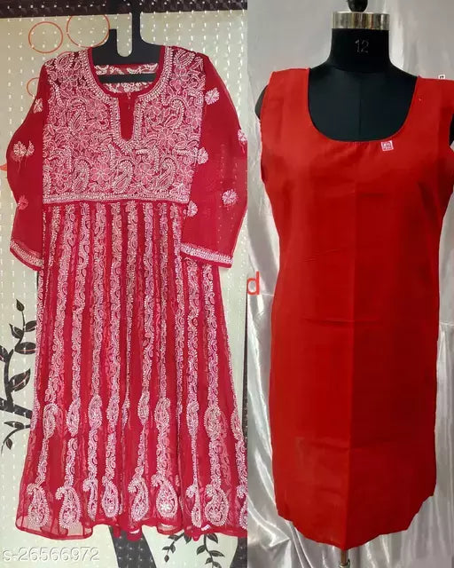 Handwork Chikankari Chiffon boota jaal with inner.