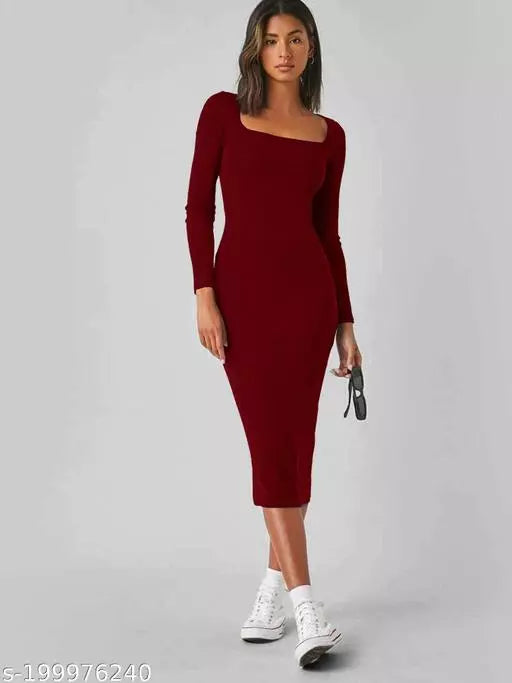 One Piece Maroon Dress For Woman