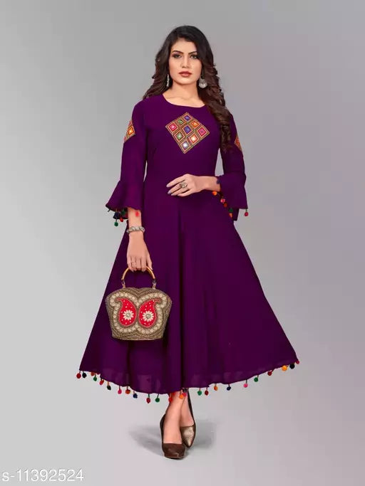 Women's Embroidered Georgette Anarkali Kurti