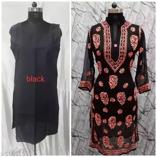 BLACK SHADED ROSE WITH INNER Kurtis