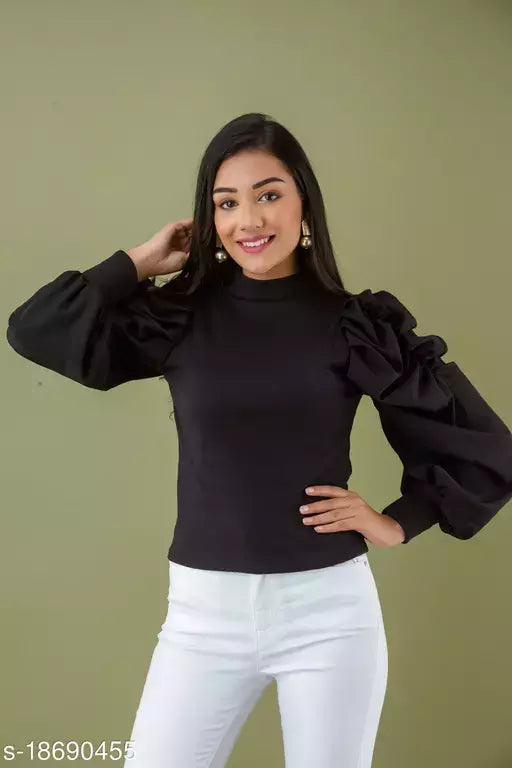Mialo puff sleeves Black top