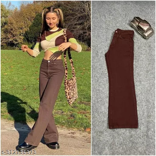 SAANU'S FASHION - STYLISH WIDE LEG DENIM JEANS FOR GIRLS & WOMEN