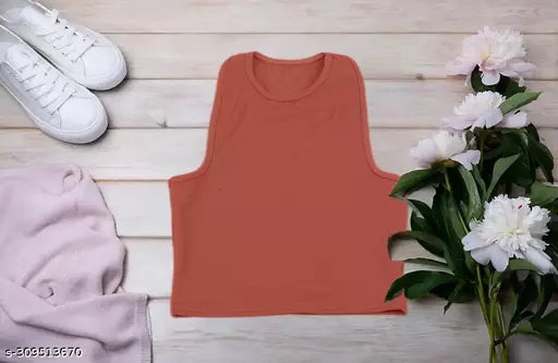 Women's Solid Cotton Rib Knit Crop Tank Top