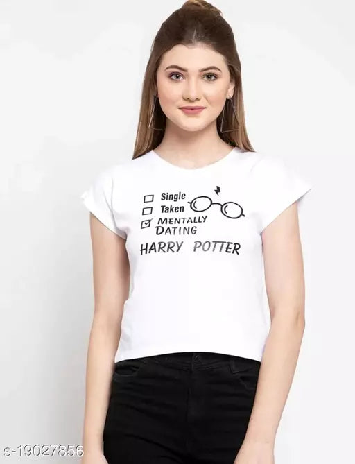 Vivient Women White Harry Potter Printed Crop Top