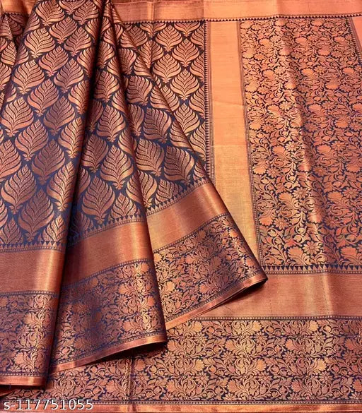 (Copper Zari Soft Silk Saree)