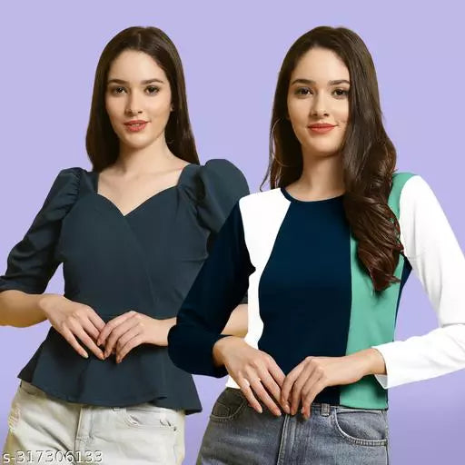 Clasic Casual Fashion Forward Women's Top - Pack of 2