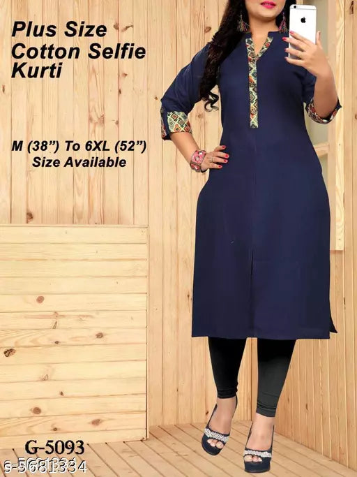 Women's Solid Cotton Kurti