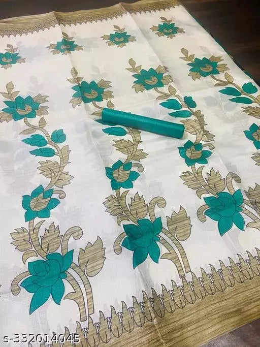 LIGHT WEIGHT FLORAL PRINTED KHADI SILK BLENDED SAREE