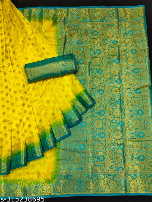 Morpich Fashion  Nylon Banarasi Silk Same Border Saree