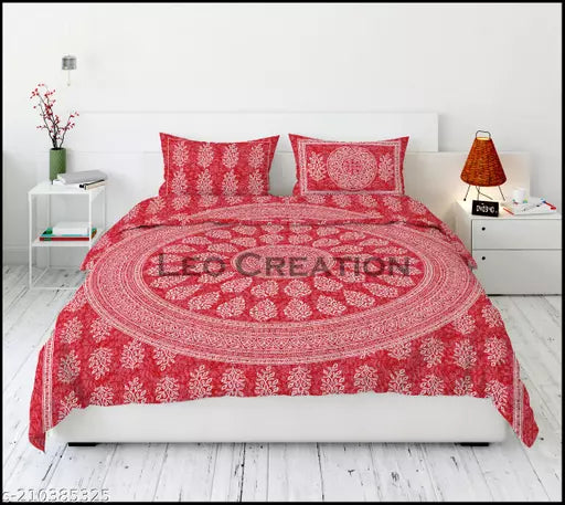 Jaipuri Pure Cotton Double Queen Bedsheet With 2 Pillow Covers