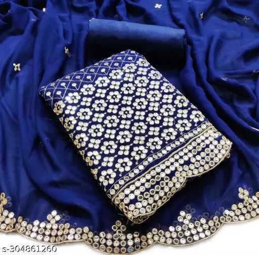 Abhisarika Pretty Georgette salwar suits & dress materials Navy Blue colour