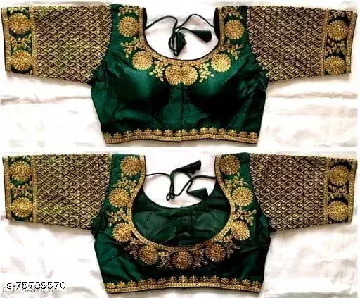 Mangalam work designer silk blouse with gold zari embroidered butti by  vaidik