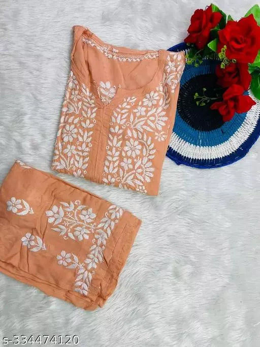 BEST FESTIVE WEAR CHIKANKARI WORK KURTA WITH PLAZZO