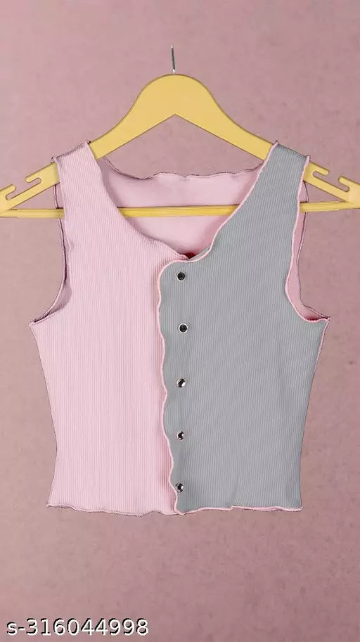 Women's Solid Cotton Rib Knit Crop Tank Top