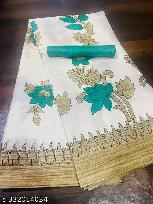 LIGHT WEIGHT FLORAL PRINTED KHADI SILK BLENDED SAREE