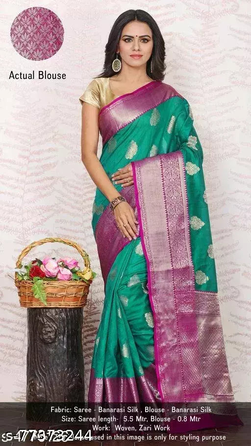 Alisha Fashionable Banarasi Silk Sarees With Running Blouse