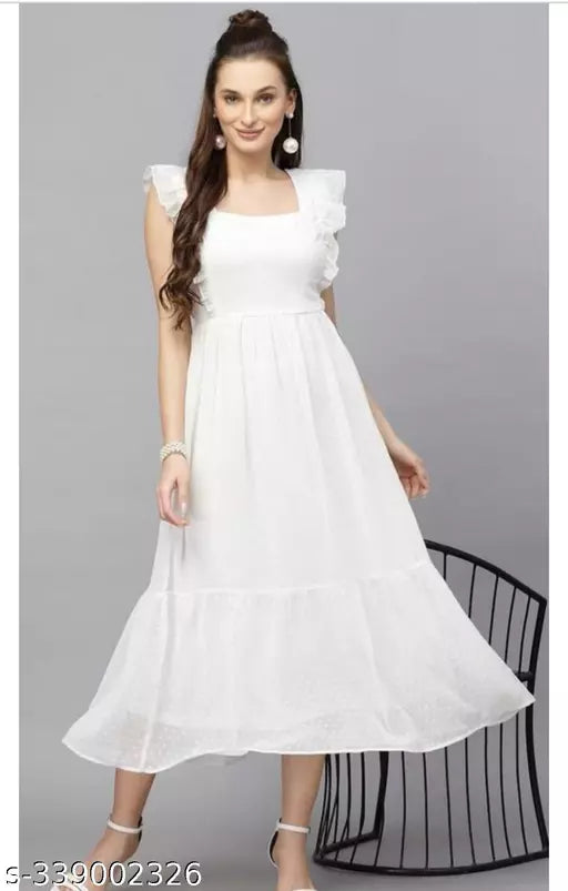 Trendy Georgette Butta Dress For Girls Womens