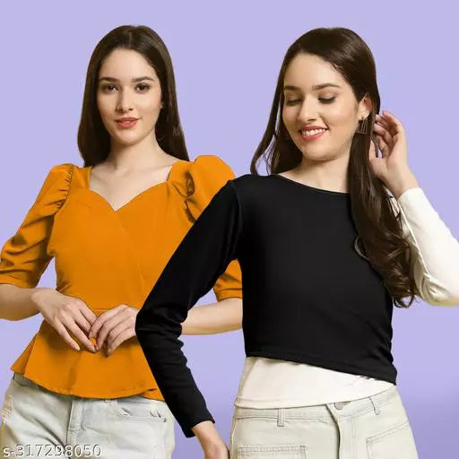 Clasic Casual Fashion Forward Women's Top - Pack of 2