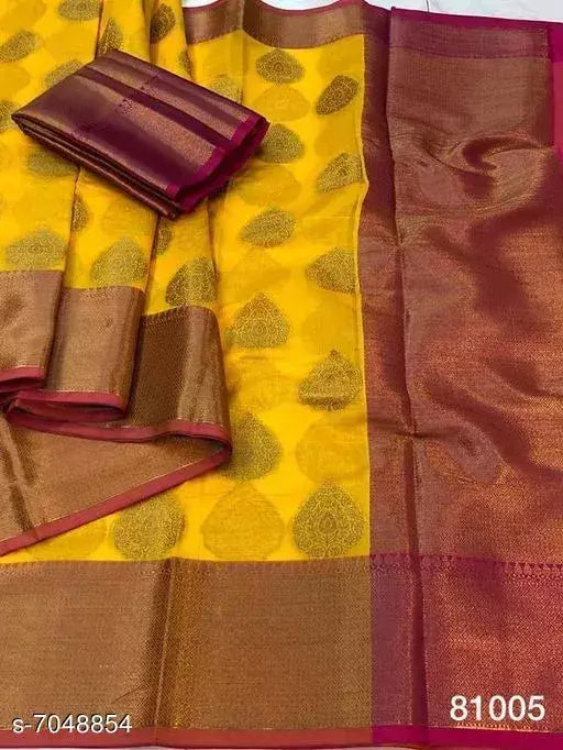 Banarasi Silk Yellow Jacquard Saree With Blouse