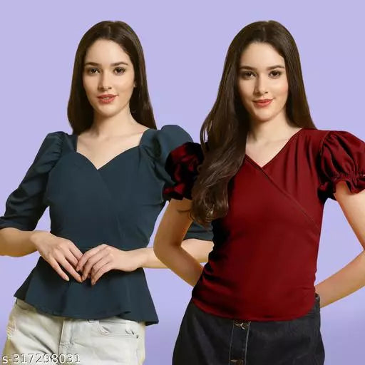Clasic Casual Fashion Forward Women's Top - Pack of 2