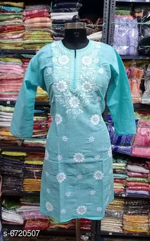 Embroidered Cotton Gol Boota Long Comp. Kurti