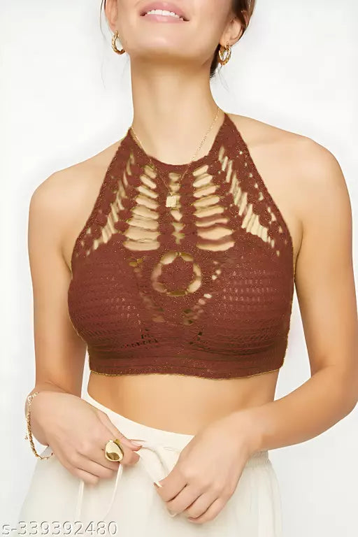 Maroon Crochet Top for Women