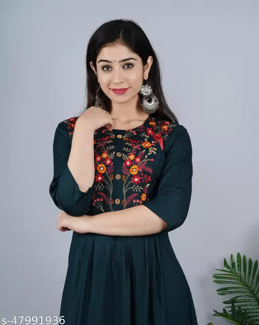 Shree Ganesh fashion's Rayon Anarkali Embroidered Kurti for women