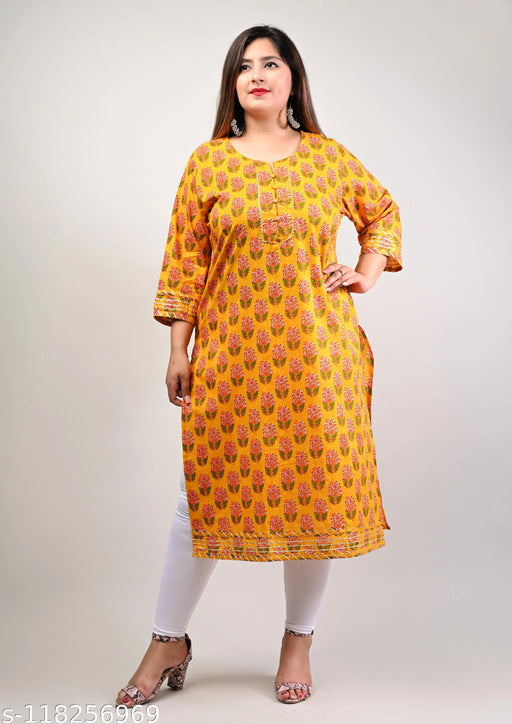 Swasti Plus Size  Women Printed Pure Cotton Straight Kurtis
